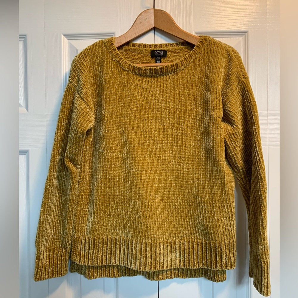 Jones New York Mustard Yellow Gold Chenille Sweater XS